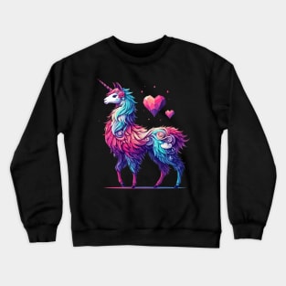 Trendy doodle rainbow llamacorn unicorn llama of love Crewneck Sweatshirt